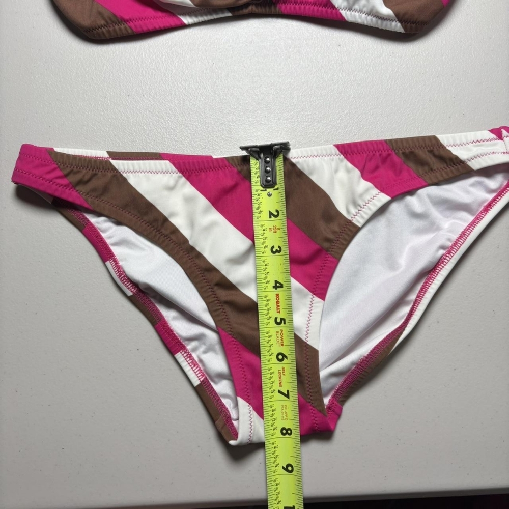 Victoria's Secret Women's Pink and Brown Striped Halter Bikini Set - Picture 5 of 7
